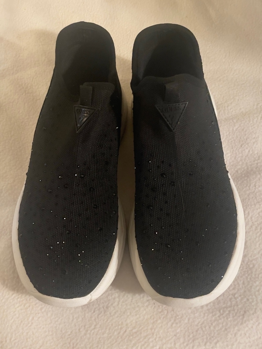 Guess Black Slip-On Knit Women's Sneakers with Subtle Sparkle Size 9